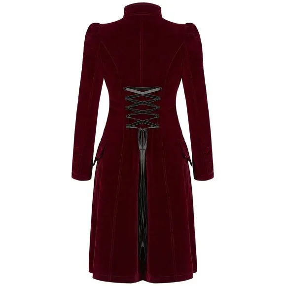 Women's coat Jacket Vespertine Mid Length Coat Red/Maroon Velvet Coat USA - Picture 3 of 8